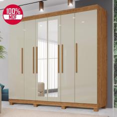 Guarda-Roupa de Casal 100% MDF 6 Portas 4 Gavetas Inglaterra Com Espelho - Tudo de Móveis