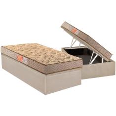 Conjunto Box Baú Solteiro Colchão Espuma Paropas D33 Pasquale Wave Clean + Base Crc Suede Clean (88x188)