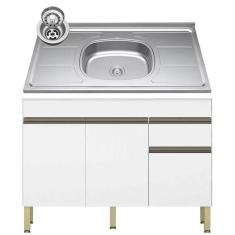 Balcão Gabinete 3 Portas Com Pia 120cm Lina K02 Supremo - Mpozenato