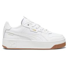 PUMA Tênis feminino Carina Street Lux com cadarço casual - branco, Branco, 38