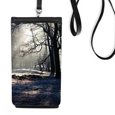 Green Forestry Science Nature Scenery bolsa para celular suspensa bolso preto