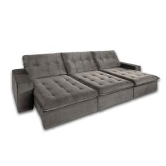 Sofá Retrátil e Reclinável 3 Lugares Petra Espresso Móveis Cinza/ Grafite