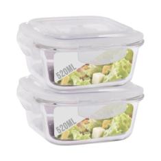 Conjunto 2 Potes de Vidro 520ml Hermético 4 Travas Marmita - QUALITY H