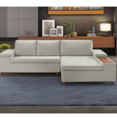 Sofá 3 Lugares Com Chaise E Entrada Usb Clássico Estofart Bege