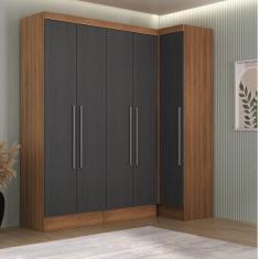 Guarda-Roupa Modulado Viena 5 Portas 4 Gavetas 2 Peças Espresso Móveis Nogal/Grafite