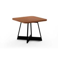 Mesa Para Cozinha átria 1593 Quadrada Aço C-tampo Madeirado 90x90cm Nogal-preto-preto - Carraro