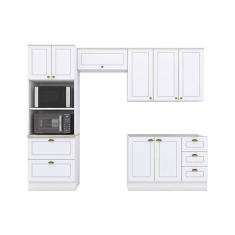 Kit De Cozinha Modulada 4 Peças Americana (2 Armários + 1 Balcão + 1 Paneleiro) C4P11 Branco - Henn