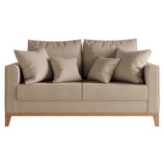 Sof  2 Lugares Beny Base De Madeira Linho Cotton Bege