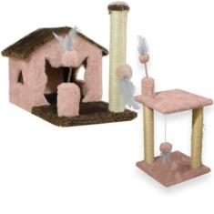 Casa Para Gatos Dois Andares Rede E Brinquedos  Plataforma 2 Andares P
