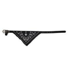 Coleira Bandana Preta Pra Cães e Gatos Com Guizo Tamanho P