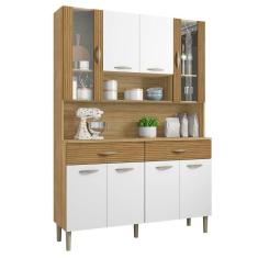 Armário De Cozinha Compacta 121cm Bruna Z06 Freijó/supremo/ripado - Mpozenato
