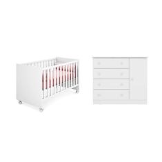 Berço Mini Cama Americano e Cômoda Sapateira Doce Sonho Qmovi