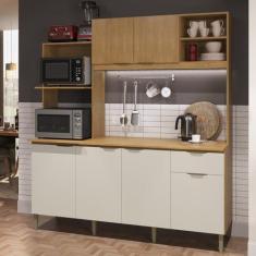 Cozinha Compacta com Tampo 6 Portas 1 Gaveta 2 Nichos para Forno Freij
