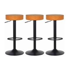 Kit 3 Banquetas Giratórias Viena Caramelo Caramelo