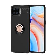 Caso de proteção para OPPO Reno 4 Lite Case, para o caso OPPO F17 Pro Tpu. Caso à prova de choque rotativa Metal Magnetic Ring Kickstand Dissipação de calor Anti-Fall Case Protetora(Rose Gold)