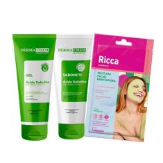 Kit Facial Skin Care Gel Sabonete Dermachem  e Máscara Oleosidade Ricc