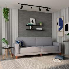 Sofá Moscou 4 Lugares Linho Cinza 280 cm