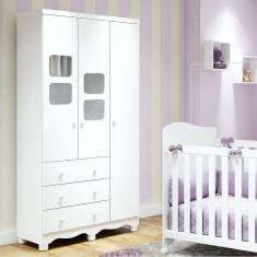 Guarda-Roupa Infantil 3 Portas Uli Móveis Peroba Branco