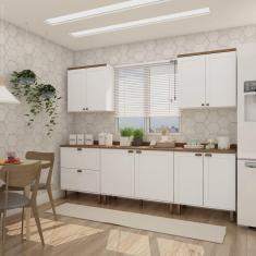 Cozinha Completa 5 Peças 3 Balcões 2 Armários Aéreos Iluminata Genialflex Branco/Ébano