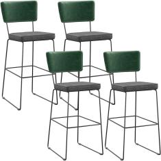 Kit 04 Banqueta Alta Allana L02 Verde Musgo Cinza Escuro