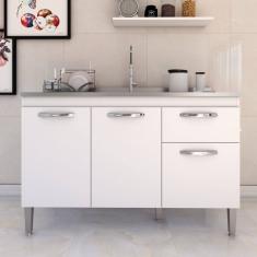 Balcão de Cozinha para Pia Vieira 3 Portas 1 Gaveta Branco - Pnr Móveis