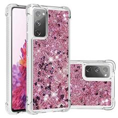 LEMAXELERS Compatível com Galaxy S20 FE, capa transparente com glitter brilhante flutuante areia movediça à prova de choque capa protetora de silicone macio TPU para Samsung Galaxy S20 FE. YBL Love