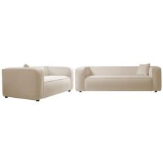 Kit Sofá 3 Lugares 200cm e Poltrona Decorativa Escritório Orgânico Cec