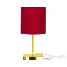 Abajur Eros Cilindrico Vermelho Base Toda Dourado Quadrada - MARRYLUZ