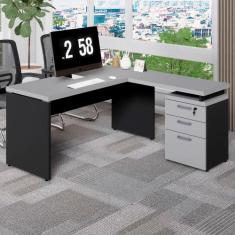 Escrivaninha L 150cm x 150cm Gaveteiro 3 Gav. Pé Painel F5 - F5 Office