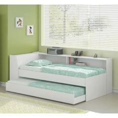 Cama Solteiro Bicama com Estante Ditália BB-28-29 Branco