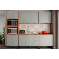 Cozinha Modulada Completa Firenze 5 Peças 2 Aéreos + 2 Balcões + 1 Paneleiro Sem Pia Fmt009 Amendola Nude Prime Tx