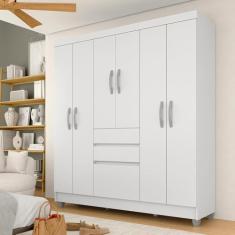 Guarda Roupa Casal Lia 6 Portas Branco - Moveis Arapongas Branco