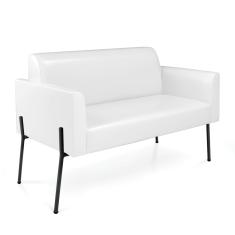 Sofá Namoradeira 2 Lugares Pé de Ferro Preto para Sala Marisa Corano Branco D03 - D'Rossi