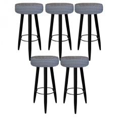 Kit 05 Banqueta Alta Lia Preto Xadrez