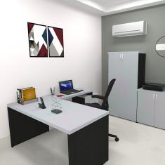 Mesa Reta Natus 40mm 130 Bramov Móveis Preto/Cinza Cristal