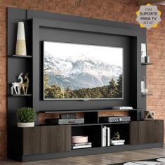 Rack Estante c/ Painel e Suporte TV 65&quot; e 2 portas Oslo Multimóveis Preto/Tenerife