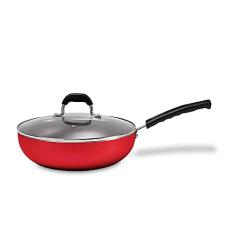 Wok Saffron com tampa, 28 Cm, 3,55L, Brinox, Vermelho