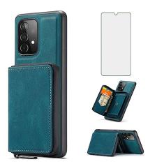 Capa de telefone para Samsung Galaxy A32 5G 2021 6,5 polegadas capa carteira com protetor de tela de vidro temperado e suporte para cartão de crédito célula de couro com zíper M32 G5 A 32 32A S32