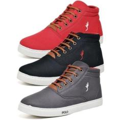 Kit 3 Tênis Casual Masculino Cano Alto Confortável Macio-Masculino