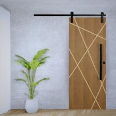 Porta de Correr Padrão Imbuia Agatha Trilho Soft Puxador Tubolar 800 Mm 92 X 210 Direito Natural