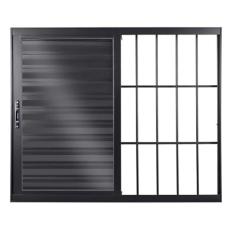 Janela Veneziana de Aluminio de Correr 120x200cm 3 Folhas Topsul Esquadrisul Preto
