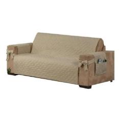 Capa De Sofá 3 Avulso Lugares Cáqui Laço E Porta Objetos - Beatriz Enx