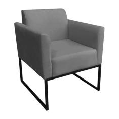 Poltrona Decorativa Base Industrial Preto Maressa S08 Suede Grafite - 