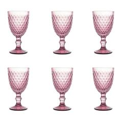 Conjunto De Taças De Vidro Para água 6 Peças 325 Ml Bico De Abacaxi Rosa Lyor