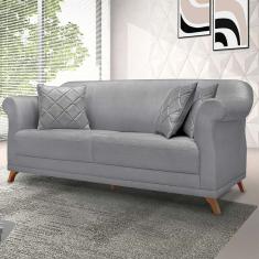 Sofá 3 Lugares Abruzzo Linho Cinza 180 cm