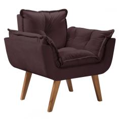 Poltrona Orion 1 Lugar Base Palito Tecido Marrom