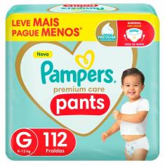Fralda Pampers Premium Care Pants Tamanho G com 112 Fraldas Descartáveis