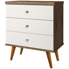 Mesa de Cabeceira 03 Gavetas Status J&A Móveis – Jequitibá/OFF White