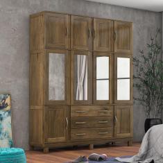 Guarda Roupa Casal 10 Portas 4 Espelhos 3 Gavetas e Pés Paris Castanho