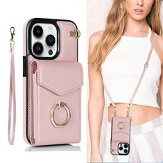 SINQERISHT Capa tipo carteira transversal para Apple iPhone 13 Mini capa de couro com suporte para cartão de crédito e anel de 360° e alça de pulso, capa de bolsa, fecho magnético, capa flip para